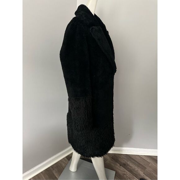 NWT Lita By Ciara Single Button Faux Fur Wool Blend Teddy Coat Black Medium - Picture 10 of 11
